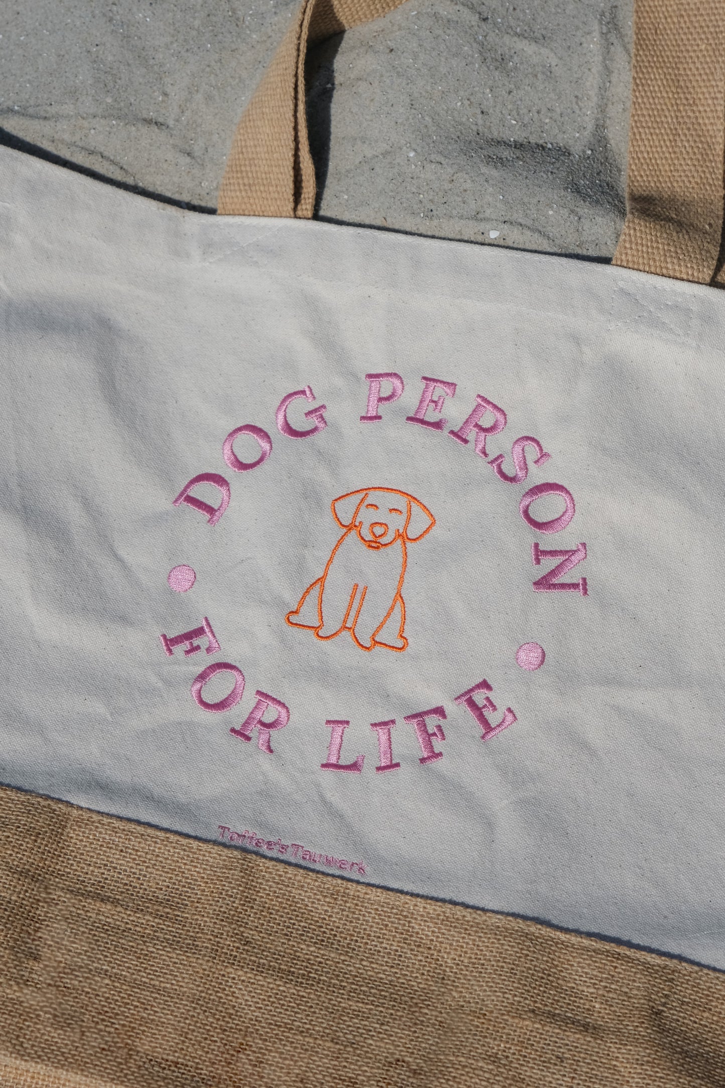 Jute Tasche, bestickt